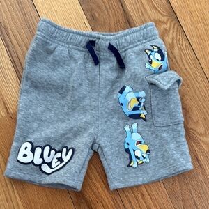Gray and Blue Cartoon Graphic Sweatshorts